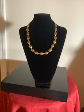 Gold plated Hematite Oval Bead Necklace, 20 inches with magnetic clasp.
